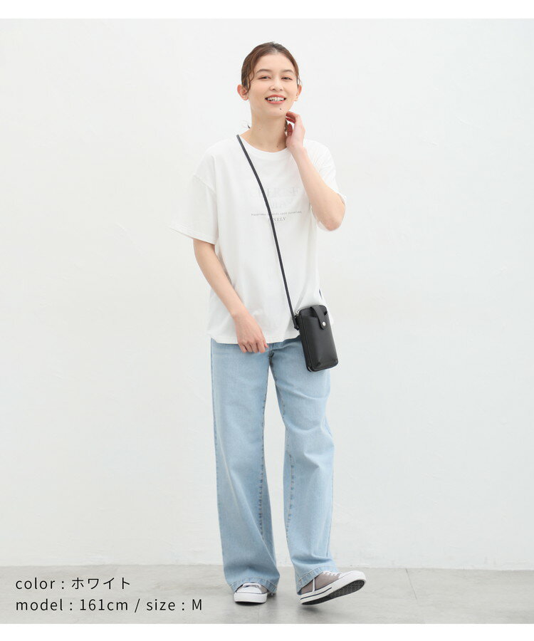 Tシャツ レディース 半袖 接触冷感 ロゴ ゆる カジュアル おしゃれ ハニさら 白 黒 ゆったり Honeys ハニーズ ハクプリントTシャツ