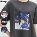 トップス Tシャツ カットソー レディース 白 黒 半袖 プリント ゆったり UVカット 綿混 春 夏 Honeys ハニーズ／スター・ウォーズ／ゆるT