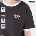 Tシャツ レディース 半袖 キャラクター ミッキー ドナルド おしゃれ ワンポイント 配色 Hone ...