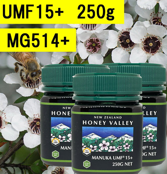 【送料無料】マヌカハニーUMF15+ (250g 3瓶セット)【無添加天然蜂蜜（はちみつ)】...