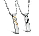 【BI-0007】ペアネックレス カップル ハート ネックレス メンズ シンプル プレート ペンダント レディース アクセサリー チェーン シルバー シンプル ...