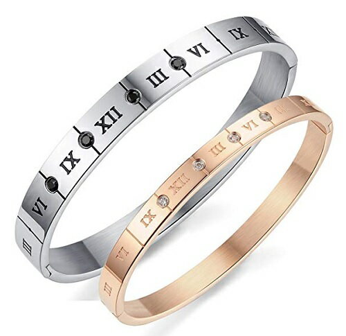 【BI-0003】ペア バングル カップル ブレスレット レディース メンズ ペアプレート シンプル アクセサリー ジルコニア ステンレス 腕飾り 腕輪 金属 ...