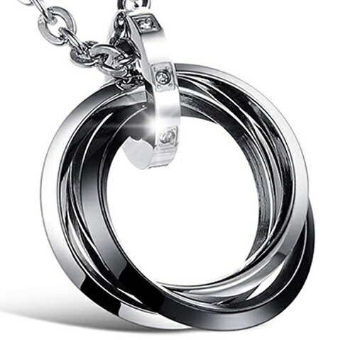 【BI-0021】ネックレス 3連リング サージカルステンレス キュービックジルコニア