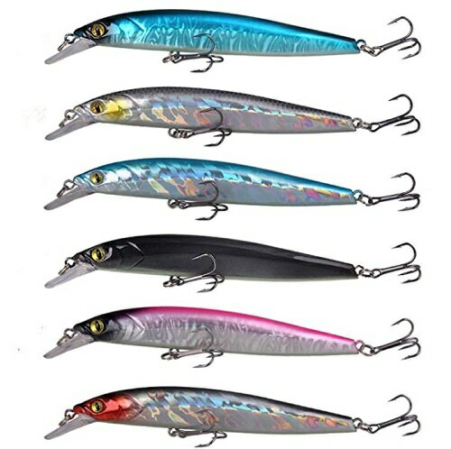 【R-0019】ルアーセット ミノー 12cm 12g 6色セット シーバスやヒラメなどソルトウォーター(海水)に最..