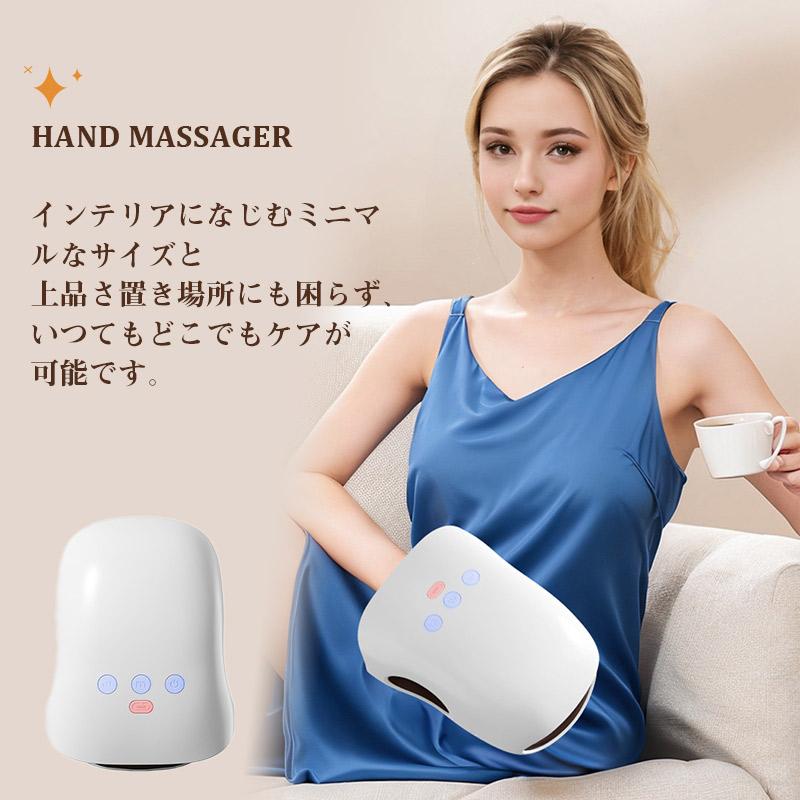 ハンド マッサージャー 5本指 手のひら 手 ハンドケア ヒーター 加圧 加熱 USB充電...