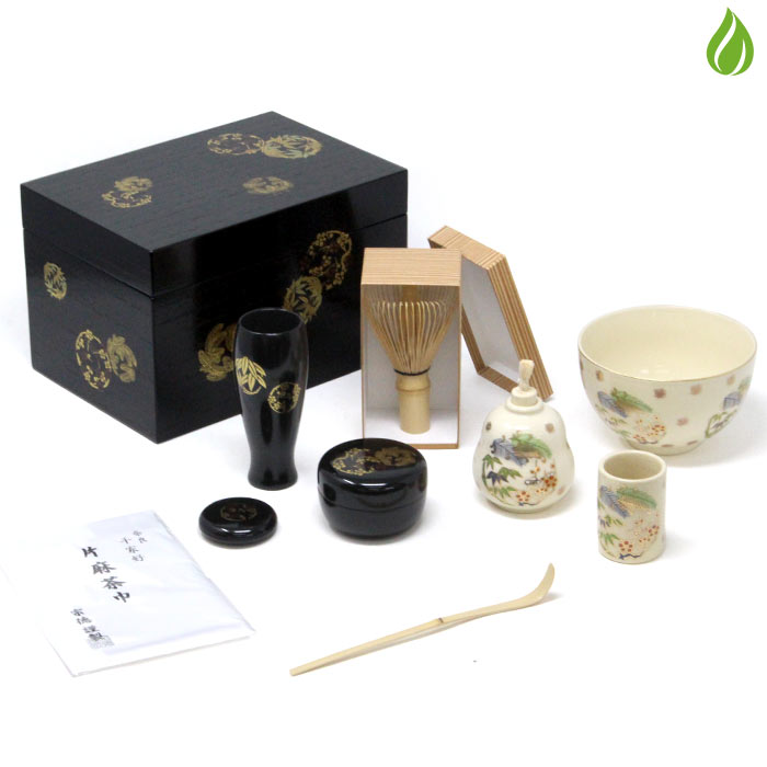 茶道具 茶箱 花丸10点 セット 茶箱セット 茶碗 振出 棗 茶巾筒 茶筅 茶巾 （メーカー直送品）【返品交換不可】 送料無料のサムネイル