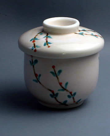 ピンク矢来むし碗・瀬戸焼