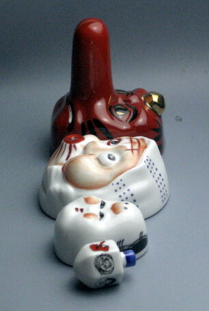 お遊び盃セット・可杯/べくはい（天狗＝てんぐ・ひょっとこ＝火男・おかめ＝阿亀・独楽＝こま） 2