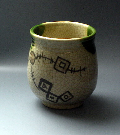 渋入織部湯呑・美濃焼