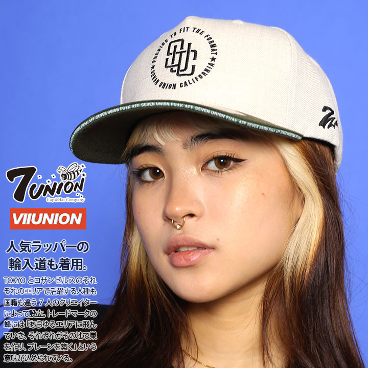 7union キャップ レディース レディース 春夏秋冬用 グレー/ベージュ/オリーブ セブンユニオン 帽子 cap 深め スナップバックキャップ おしゃれ かわいい 切り替え 切替 バイカラー サークルロゴ 刺繍 b系 ヒップホップ ファッション ストリート系 ハイ ブランド IAXY-113