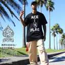 ACE FLAG 上下セット 半袖 ブランド Tシャツ チノパン ロングパンツ セットアップ メンズ 春夏用 黒 大きいサイズ エースフラッグ 中指 b系 ヒッ...