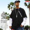ACE FLAG セットアップ 重ね着 半袖 Tシャツ 長袖 ロンT コットン メンズ 黒/白 大きいサイズ エースフラッグ レイヤード ピンストライプ バッズ...