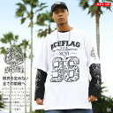 ACE FLAG セットアップ 重ね着 半袖 Tシャツ 長袖 ロンT ブランド メンズ 白/黒 大きいサイズ エースフラッグ レイヤード 綿 96 ナンバー ペ...
