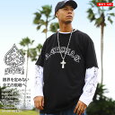 ACE FLAG セットアップ 重ね着 半袖 Tシャツ 長袖 ロンT コットン メンズ 黒 大きいサイズ エースフラッグ レイヤード ピンストライプ 袖ロゴ ラ...