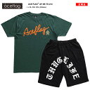 ACE FLAG 上下セット 半袖 ブランド Tシャツ ハーフパンツ メンズ 春夏用 緑 大きいサイズ エースフラッグ セットアップ ショートパンツ スクリプト...