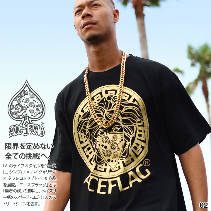 ACEFLAG Tシャツ 半袖 メンズ レディース 白 黒 大きいサイズ ビッグシルエット エースフラッグ おしゃれ 大人 メデ…