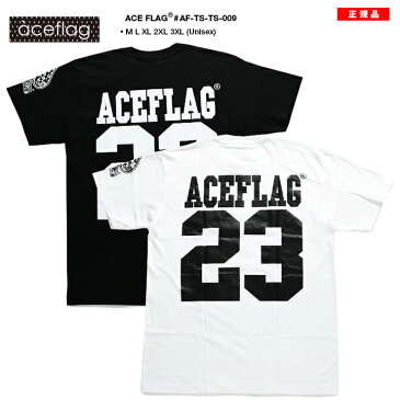 b系 ヒップホップ ストリート系 ファッション 服 メンズ レディース Tシャツ 【AF-TS-TS-009】≪23 NUMBERING TEE≫ ACEFLAG エースフラッグ 半袖 クルーネック ナンバー スポーツ モノトーン バックプリント M L XL 2XL 3XL 大きいサイズ あり 白 黒