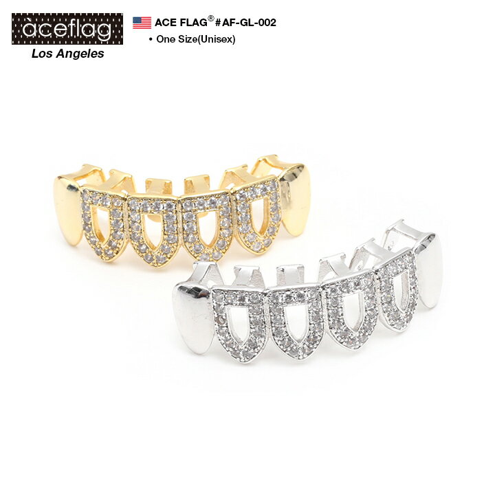 エースフラッグ ACEFLAG グリル 金歯 着ける金歯 カスタム 上下セット グリルズ キャップ式 差し歯 アクセサリー メンズ ファッション かっこいい ダ...