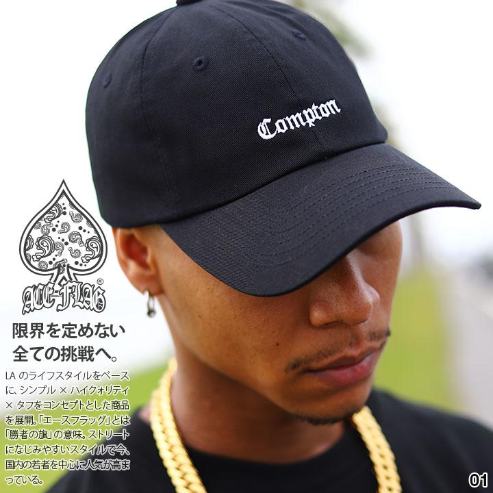 ACEFLAG キャップ ローキャップ メンズ レディース 春夏秋冬用 黒/白 エースフラッグ 帽子 cap 浅め おしゃれ Compton コンプトン b系 ヒップホップ ファッション ダンス ストリート系 ブランド 新作 AF-CA-SB-042