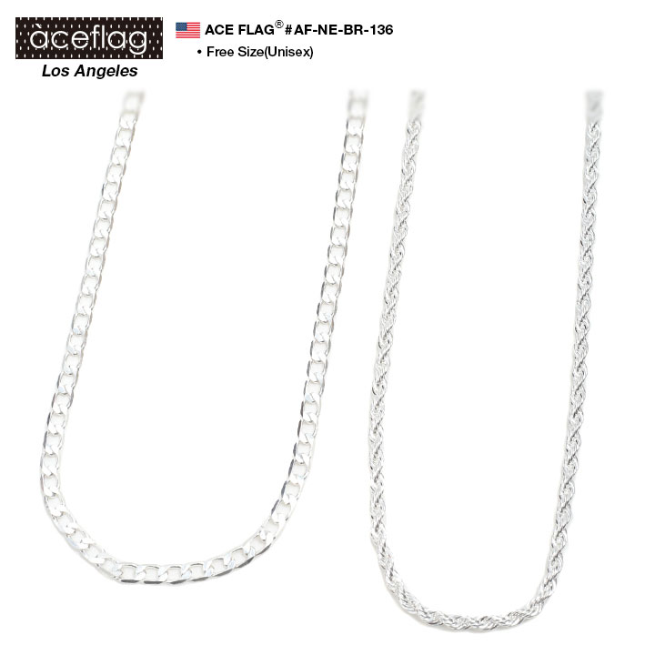 【半額】ACEFLAG ネックレス メンズ レディース シルバー 45cm エースフラッグ チェーン 6面カット 喜平チェーン スクリューチェーン ブリンブリン...