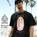 ACEFLAG Tシャツ 半袖 メンズ 白/黒 大きいサイズ エースフラッグ おしゃれ シンプル 聖母 マリア マリア像 ブランドロゴ チカーノ ローライダー b系 ヒップホップ ファッション ストリート系 AF-TS-TS-050