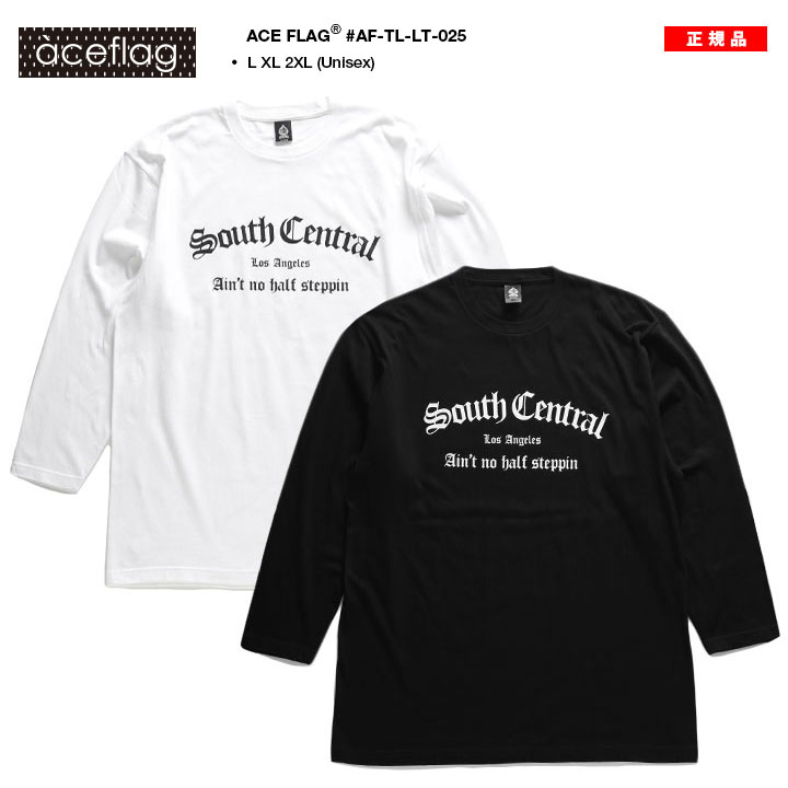 ACEFLAG ロンT メンズ 春秋冬用 白/黒 大きいサイズ エースフラッグ Tシャツ 長袖 シンプル South Central サウスセントラル b系 ヒップホップ ファッション ダンス ストリート系 ブランド 服 新作 AF-TL-LT-025 3