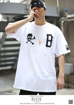 b系 ヒップホップ ストリート系 ファッション 服 メンズ レディース Tシャツ 【BSQS17-SPSU07】 ブラックスケール BLACK SCALE ドクロ スカル Bロゴ 逆さ星条旗 ビックシルエット M L XL 2L LL 2XL 3L XXL 大きいサイズ 正規品 ギフト