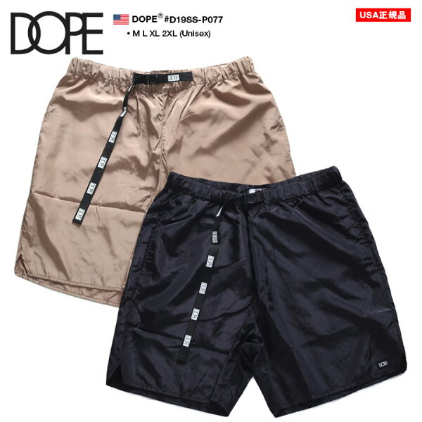 マラソン連動特価5/16迄 DOPEハーフパンツメンズレディース春夏用カーキ/黒大きいサイズドープナイロンパンツシャカパンゆっ