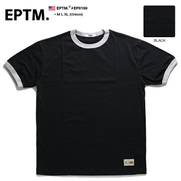 EPTM Tシャツ 半袖 メンズ レディース 春夏用 黒 大きいサイズ ビッグシルエット エピトミ おしゃれ かっこいい シンプル 無地 切替 バイカラー カラーリブ アメカジ LA セレブ b系 ヒップホップ ストリート系 ブランド ハイ 服【セール】EP8199