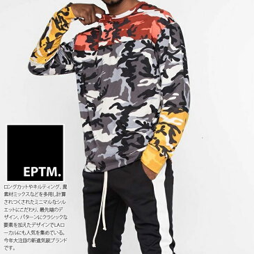 EPTM ロンT スケボー メンズ レディース 春秋冬用 全2色 大きいサイズ エピトミ Tシャツ 長袖 おしゃれ かっこいい 派手 総柄 ビッグシルエット カラー迷彩 切り替え アシンメトリー 迷彩柄 b系 ヒップホップ ファッション ストリート系 ハイ ブランド 服 EP8790