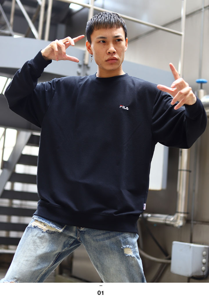 FILA ロンT メンズ レディース 春秋冬用 全3色 大きいサイズ ビッグシルエット フィラ Tシャツ 長袖 おしゃれ かっこいい 定番ロゴ 刺繍 シンプル ワンポイント スポーツ ダンス b系 ヒップホップ HIPHOP ストリート系 ファッション ブランド 服 2021年 春新作 FM5606