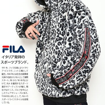 フィラ FILA フェイクファー エコファージャケット ヘビー アウター フードパーカー 長袖 メンズ レディース 黒 茶色 M L XL 2L LL 2XL 3L XXL 大きいサイズ ストリート系 スポーツ ファッション おしゃれ ヒョウ柄 レオパード柄 ドルマンスリーブ オーバーサイズ FM9448