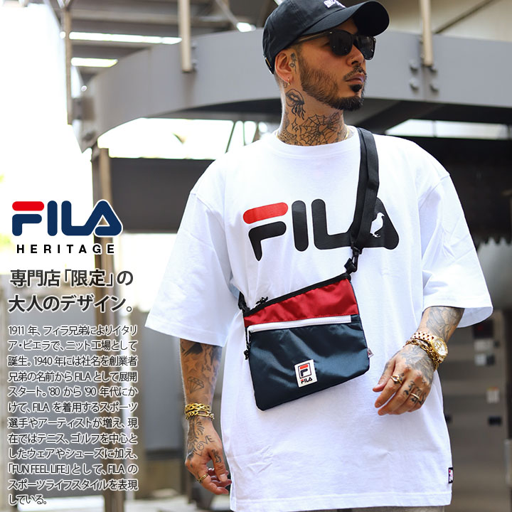 FILA heritage バッグ メンズ レディース 春夏秋冬用 紺/黒 フィラ ヘリテージ BAG サコッシュ ショルダーバッグ バッグインバッグ 小さめ ワンショルダー サイクリング ヒップホップ スポーツ…