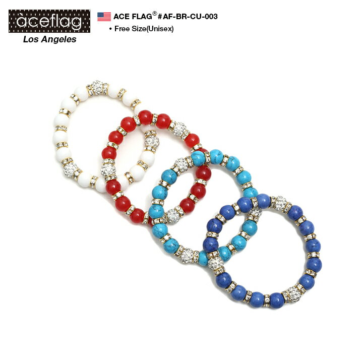 【半額】ACEFLAG ストーンブレスレット カラーストーン ダイヤカットジュエル装飾 ジュエル 5色展開 男女兼用 ペア ユニセックス プレゼントにもおススメ...