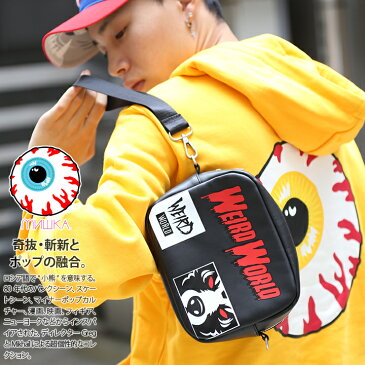 ミシカ MISHKA サコッシュ ポーチ ショルダーバッグ メンズ レディース 黒 b系 ヒップホップ ストリート系 ファッション ブランド レザー 2L かっこいい おしゃれ Death Adder デスアダー 熊キャラクター ツアーロゴ アウトドア サイクリング 釣り ギフト MAW183108