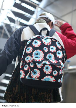 ミシカ MISHKA バックパック リュック BAG メンズ レディース 黒 男女兼用 b系 ヒップホップ ストリート系 ファッション ブランド かっこいい おしゃれ KEEPWATCH キープウォッチ 目玉デザイン 人気キャラクター 総柄 大型 大容量 ナイロン 限定 NYCモデル ギフト MSJ-DB1