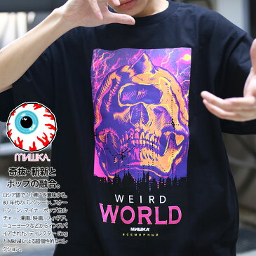 MISHKA Tシャツ 半袖 メンズ 黒 白 ネオンカラー L-2XL 大きいサイズ ミシカ かっこいい おしゃれ CYCO SIMON サイコサイモン スカル 人気キャラクター 劇場ポスター ビッグシルエット b系 ヒップホップ ストリート系 ファッション ブランド 服 76914