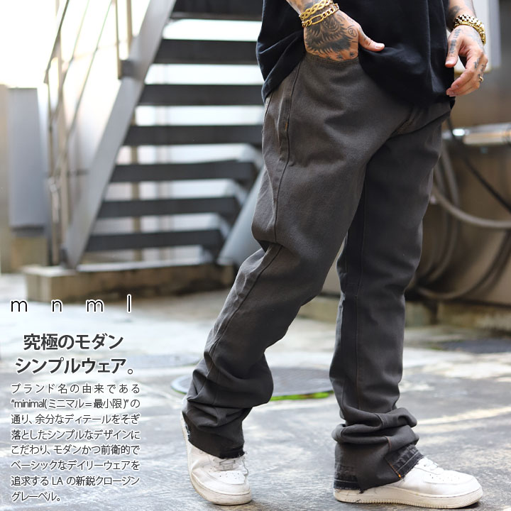 楽天本格派大人のB系 XL 零 ZEROmnml デニム ジーンズ メンズ 黒 ミニマル ジーパン Gパン パンツ スリム 細身 おしゃれ 無地 フレアパンツ フレア ブーツカット フレアジーンズ 切り替え ウォッシュ b系 ヒップホップ ファッション ストリート系 ハイ ブランド 新作 22ML-SM341D