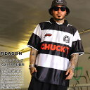 REASON × Chucky サッカーボールシャツ Vネック 半袖 ジャージ Tシャツ ゲームシャツ 半袖シャツ メンズ 春夏用 白 大きいサイズ チャッキー Child's Play チャイルド・プレイ 限定 コラボ 公式 リーズン b系 ファッション ストリート系 ブランド 服 2025春夏 新作 RS5023