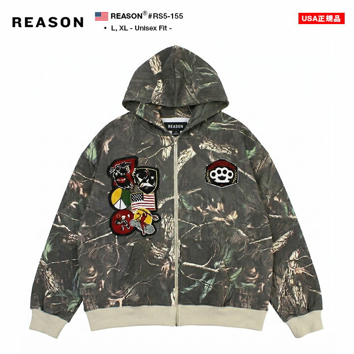 REASON パーカー ブランド フーディ 長袖 スウェット 裏起毛 ZIPUP メンズ レディース 春秋冬用 緑 大きいサイズ リーズン フードパー..