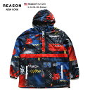 リーズン REASON アノラック ウインドブレイカー ナイロンジャケット アウター マウンテンパーカー マンパ 長袖 ZIPUP メンズ 黒 L XL 2L LL 2XL 3L XXL 3XL 4L XXXL 大きいサイズ b系 ヒップホップ ストリート系 ファッション ブランド 服 かっこいい おしゃれ 総柄 U1-135