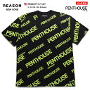 リーズン REASON Tシャツ 半袖 メンズ 男女兼用 黒 L XL 2L LL 2XL 3L XXL 3XL 4L XXXL 大きいサイズ b系 ヒップホップ ストリート系 ファッション ブランド 服 かっこいい おしゃれ イギリス雑誌 Penthouse ペントハウス 限定コラボ モノグラム 総柄 ネオンカラー U1-307