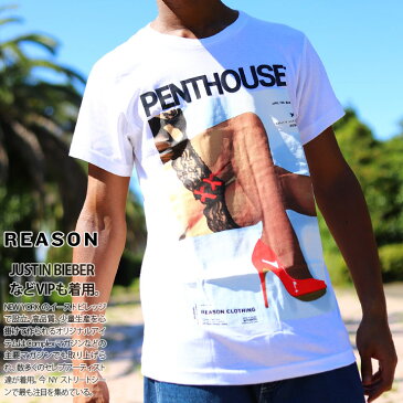 REASON × Penthouse Tシャツ 半袖 メンズ レディース 春夏用 白/黒 リーズン ペントハウス 限定コラボ おしゃれ かっこいい イギリス雑誌 ガーターベルト ボックスロゴ アメカジ セレブ B系 ヒップホップ ストリート系 ブランド ハイ 服 U1-308