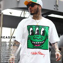 REASON × キースヘリング Tシャツ 半袖 メンズ 白 黒 大きいサイズ Keith Haring 限定 コラボ 公式グッズ リーズン おしゃれ かっこいい シンプル グラフィティ b系 ヒップホップ ファッション 新作 KHR13