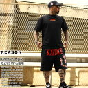 REASON × 映画 スカーフェイス 上下セット 半袖 ブランド Tシャツ ハーフパンツ メンズ 春夏用 黒 大きいサイズ Scarface 限定 コラボ 公...