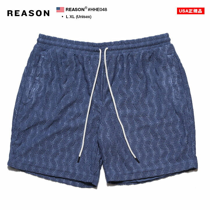 【40%OFF】REASON ハーフパンツ チノパン メンズ 青 大きいサイズ リーズン ショートパンツ ゆったり 太め ストレッチ おしゃれ シンプル ビッグシルエット 総柄 無地 大人 ニット ジャガード b系 ファッション ストリート系 ハイ ブランド 2025春夏 新作 HHE048