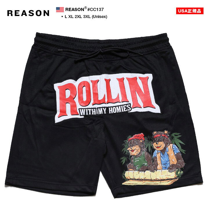 REASON × Cheech & Chong ハーフパンツ バスパン 半ズボン 短パン メンズ 黒 チー...