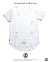 b系 ヒップホップ ストリート系 ファッション 服 メンズ レディース Tシャツ 【R1701T502】 ロカウェア ROCAWEAR 切り込み ダメージ加工 ボーダー レイヤード ロング丈 L XL 2L LL 2XL 3L XXL 3XL 4L XXXL 大きいサイズ 正規品