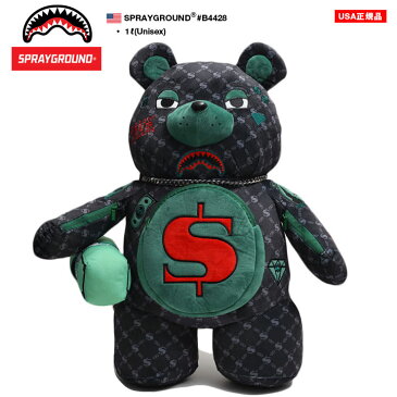 SPRAY GROUND ぬいぐるみ バッグ かわいい 熊 リュック メンズ レディース 黒 大きいサイズ スプレーグラウンド バックパック 大 2way おしゃれ かっこいい 派手 総柄 グラフィティ ドル柄 b系 ヒップホップ ファッション ストリート系 ハイ ブランド 2022春夏 新作 B4428