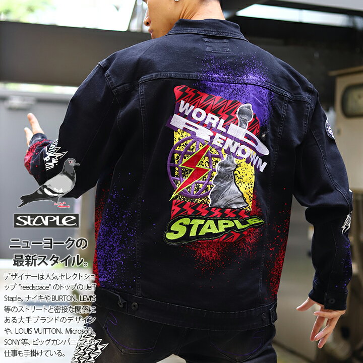 STAPLE セットアップ 長袖 メンズ レディース 春秋冬用 黒 L-3XL 大きいサイズ ステイプル 上下セット デニム ジャケット b系 ヒップホップ ストリート系 ファッション ハイ ブランド 服 ギフト 2008O6119-2008D6120【セール】